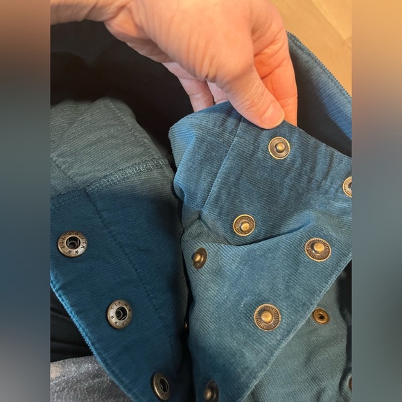 Dark Teal Corduroy Mini Skirt with Studded Waist adjustable - Picture 7 of 11